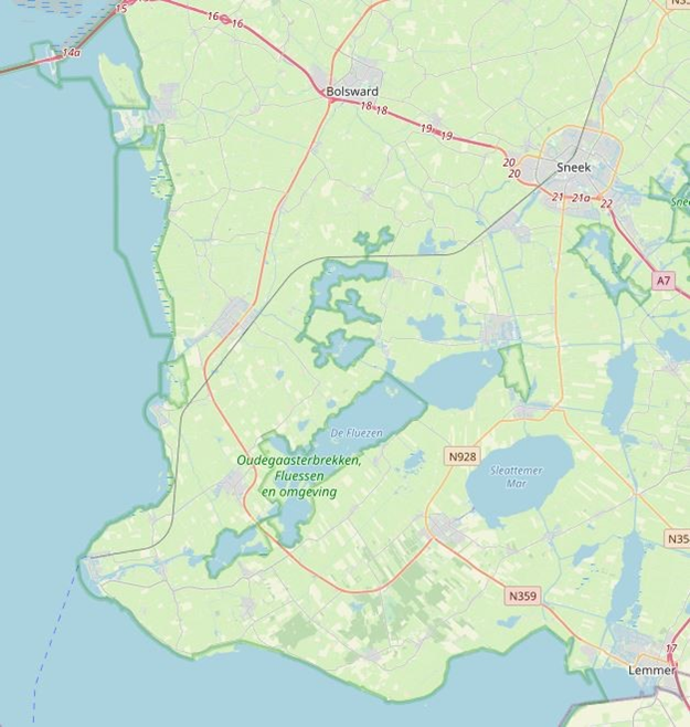 Kaart van zuid west Friesland